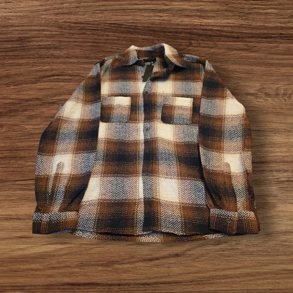 Classic Brown Plaid Button-Down Shirt
